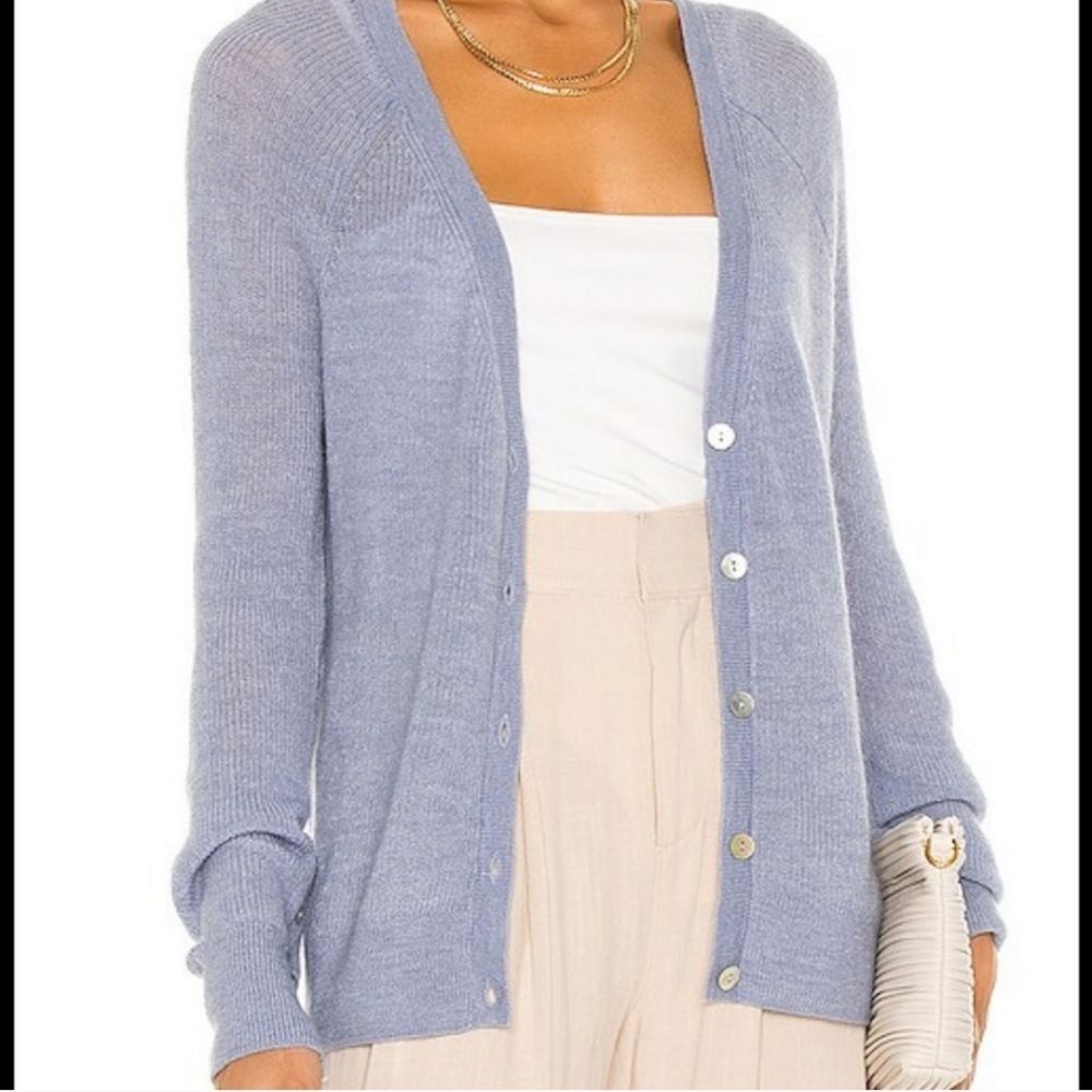 Revolve Weekend Stories Simone blue knit button front cardigan sweater top